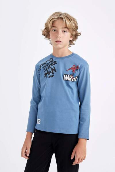 DeFacto Marvel Comics Boys T-shirt - Crew Neck, Μακρύ μανίκι, C9736A824AU
