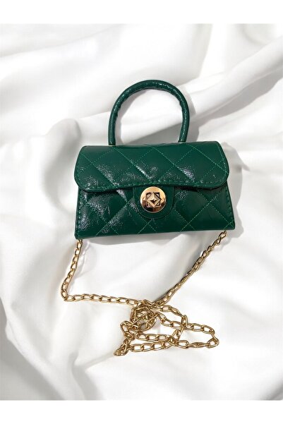 Melos Butik Γυναικεία τσάντα χεριού και ώμου με καπιτονέ σμαραγδί πράσινο με λεπτομέρεια κλειδαριάς