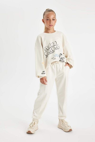 DeFacto Pantaloni de sport de bază pentru fete, cu talie elastică, cu buzunare, D0731A824AU