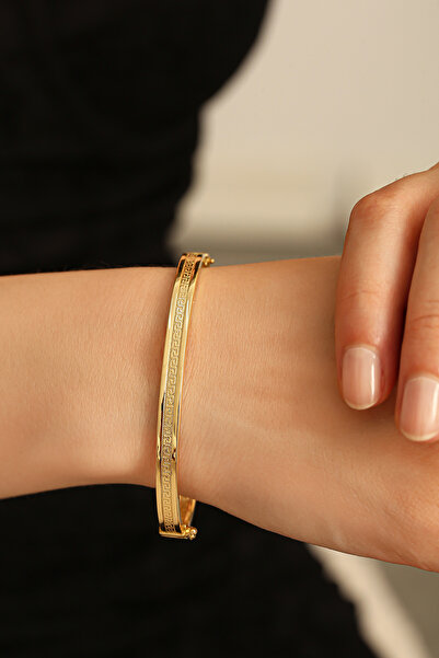 Altınkesesi 14 Ayar Altın Grek Desenli Kelepçe Bilezik