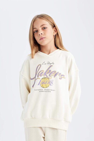 DeFacto Girls Nba Los Angeles Lakers Oversize Wide Fit Crew Neck Sweatshirt C9506A824Au
