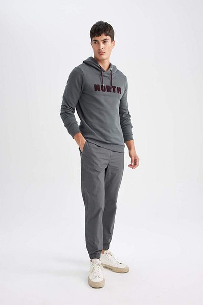 DeFacto Pantaloni de jogger din bumbac, talie dreaptă, cu buzunare cu șireturi, picior elastic D7782ax24au