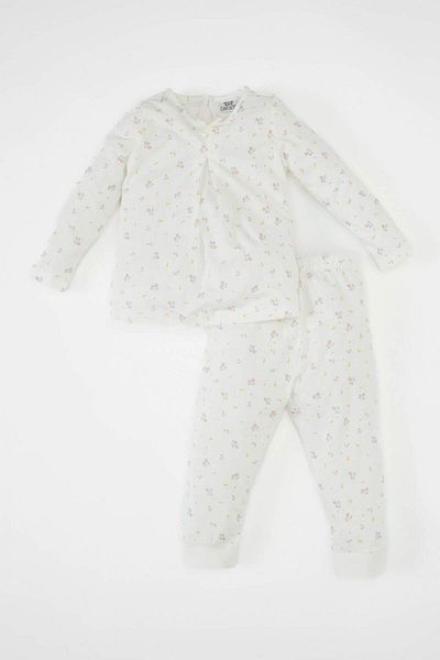 DeFacto Set pijamale din bumbac pieptănat cu imprimeu floral pentru fetiță - mânecă lungă, D1785a524au