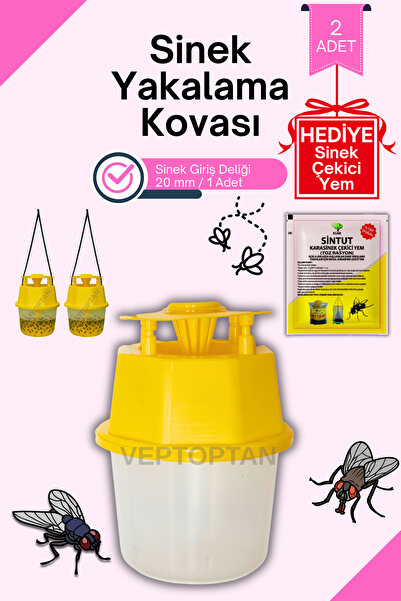 vettoptan 2 Adet Karasinek Tuzağı Kova Kara Sinek Öldürücü Sintut Bahçe Çiftl...