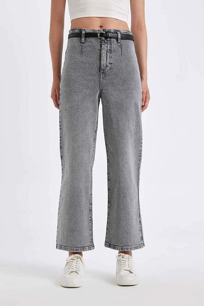 DeFacto Culotte High Waist Short Wide Leg Jean Washed Pants D4326Ax24Au