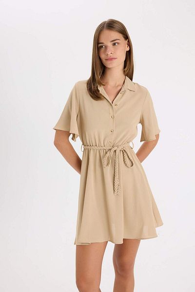 DeFacto Rochie mini cu mânecă scurtă cu guler de cămașă D4095AX24HS