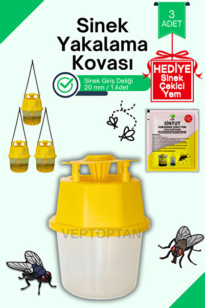 vettoptan 3 Adet Karasinek Tuzağı Kova Kara Sinek Öldürücü Ahır Bahçe Sintut ...