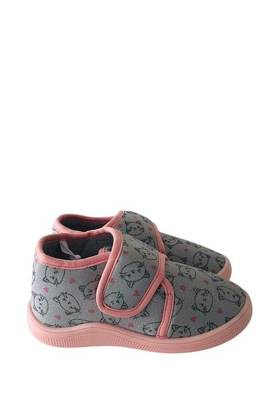 Stella Pendenza Gray Kids Children's Unisex Slippers Velcro Comfortable Non-Slip Sole Home Shoes Kp-9507