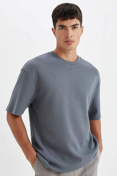 DeFacto 100% bumbac Relax Fit Crew Gât cu mânecă scurtă Tricou simplu de bază D2531AX24AU