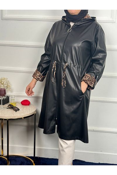RACE FASHİON Trench din piele cu model leopard în interiorul RC300590
