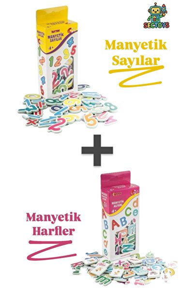 scntoys Oyuncak Manyetik Mıknatıslı Türkçe - İngilizce Harfler ve Sayılar Eği...