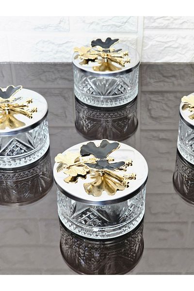 atabey home collection Sugar Bowl 1 Piece Black Butterfly Sugar Bowl with Silver Lid & Presentation
