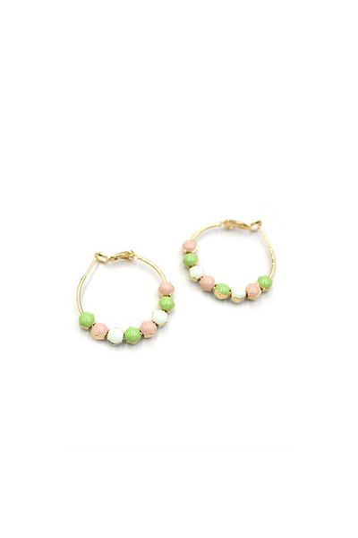 SepetBudur Enameled Hoop Earrings - Green