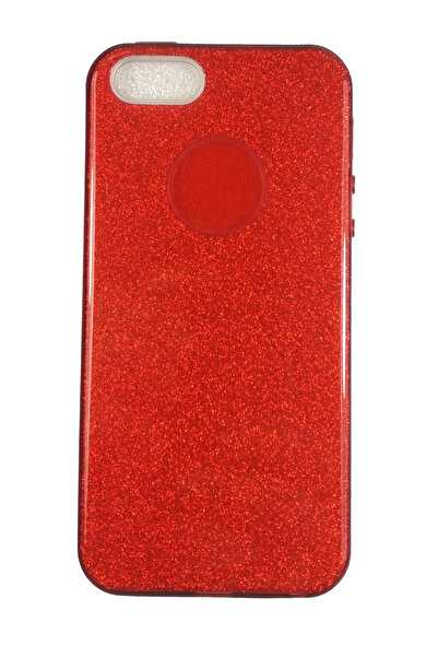 OEM Carcasă compatibilă cu iPhone 5, silicon cu sclipici, roșie