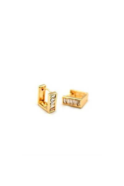 SepetBudur Baguette Stone Earrings - Gold