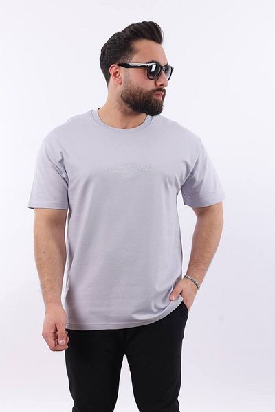 STOCX Men's Oversize Fashion T-Shirt – Written on the Front, Paisley Pattern on the Back