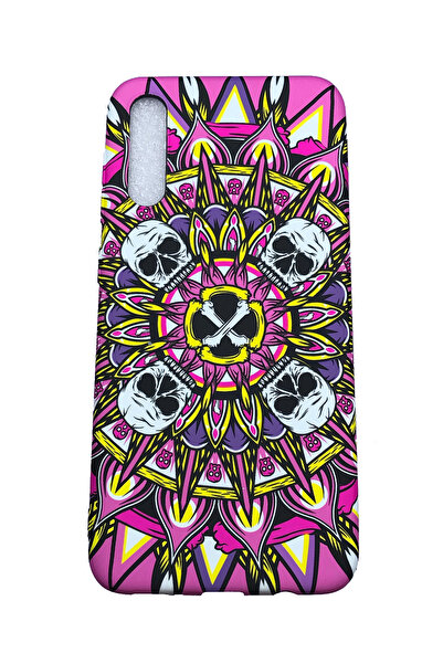OEM Carcasă compatibilă cu Samsung A50, fosforescentă, cranii roz, multicoloră