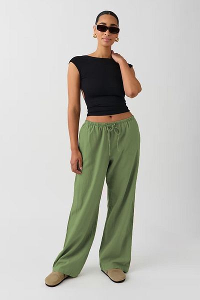 Seeh Khaki Elastic Waisted Loose Fit Trousers Sh259