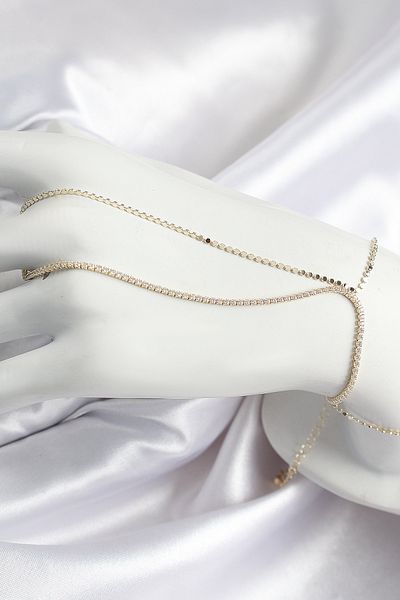 callerrons accessories سلسلة مطروقة من حجر الزركون النحاسي موديل ذهبي اللون للنساء شاهمران - EBJ250726W36860