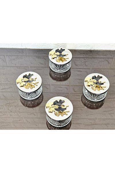 atabey home collection Sugar Bowl 6 Pieces Black Butterfly Biscuit Bowl with Silver Lid & Presentation