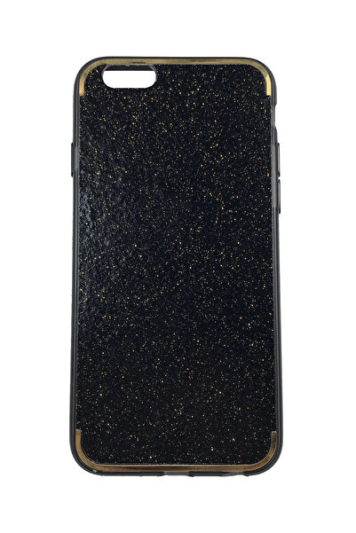 OEM Carcasă compatibilă cu iPhone 6, Carcasă din vinil cu sclipici, Negru