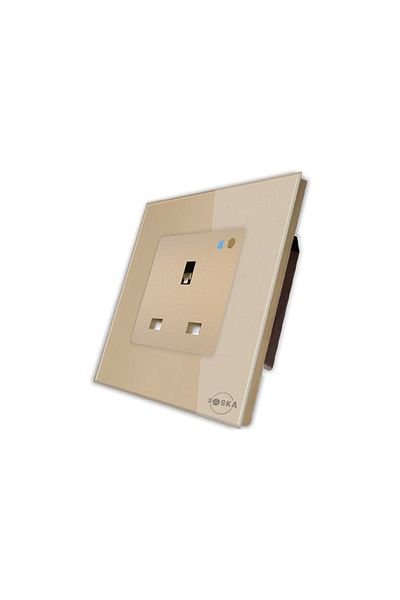 SASKA Smart Wall Socket Outlet WiFi - App Control & Works with Alexa/Google (Gold, Single Socket)