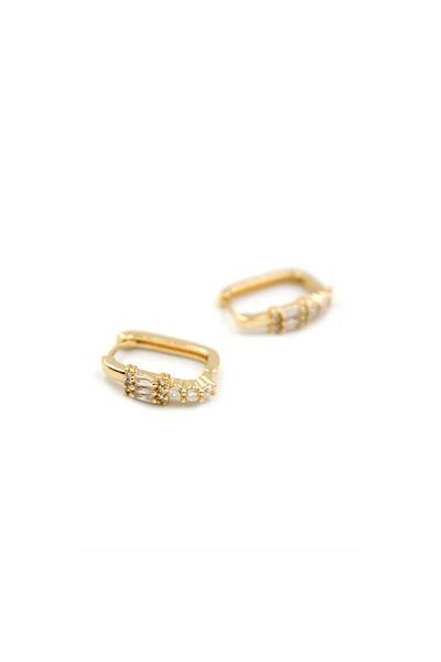 SepetBudur Rectangular Jewelled Earrings - Gold
