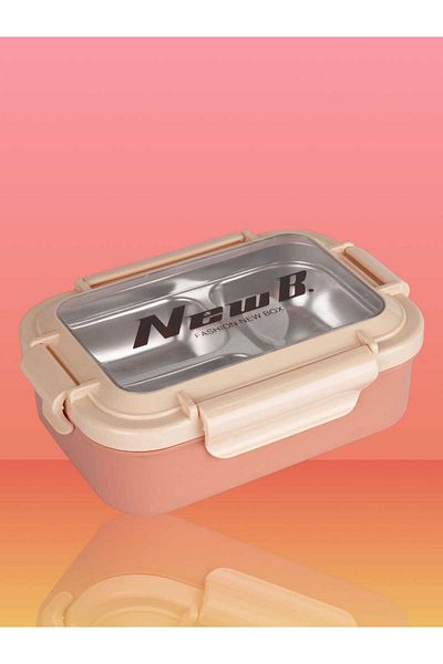 Relaxion Three Compartments, Stainless Steel, Orange Food Storage and Transport Container/Box 1000 Ml. (463)