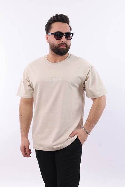 STOCX Men's Oversize Fashion T-Shirt – Written on the Front, Paisley Pattern on the Back