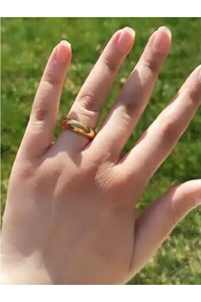 Durak Home خاتم زفاف سميك من الفولاذ الذهبي