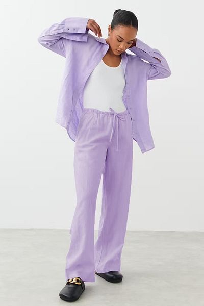 Seeh Lilac Elastic Waisted Loose Cut Trousers Sh259