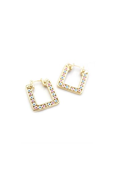 SepetBudur Square Evil Eye Earrings - Gold