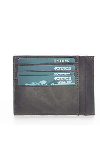 Budi Zip Leather Zippered Card Holder Zpch Vs4 Gray