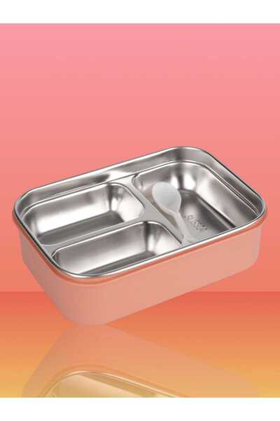 Relaxion Three Compartments, Stainless Steel, Orange Food Storage and Transport Container/Box 1000 Ml. (463)