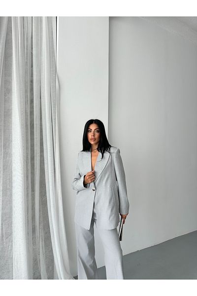 GALAVİP Oversized Single Button Jacket & Wide Leg Pants Women's Two Piece Set – Office & Cocktail Chic (S‑M‑L)