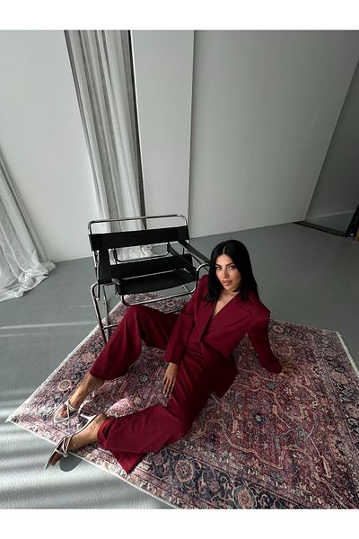 GALAVİP Oversized Single Button Jacket & Wide Leg Pants Women's Two Piece Set – Office & Cocktail Chic (S‑M‑L)