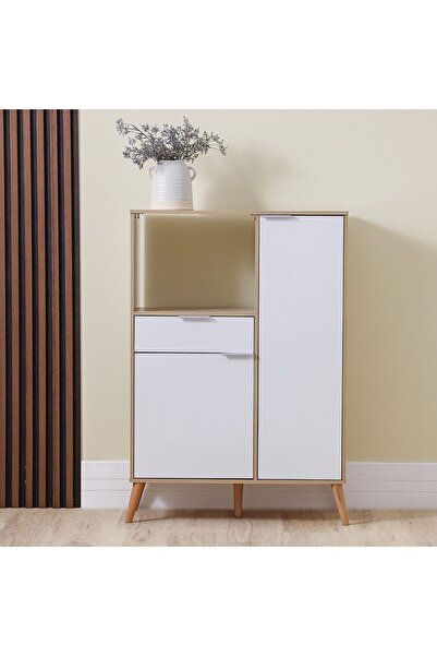 Danube Home Latias 2-Door Kitchen Cabinet - White & Oak - Stylish Storage with 2-Year Warranty - 90x36.5cm