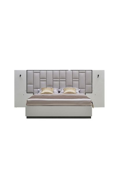 Danube Home Petruci 180x200 King Bed with Reading Lamps - White/Black L212xW338xH140cm