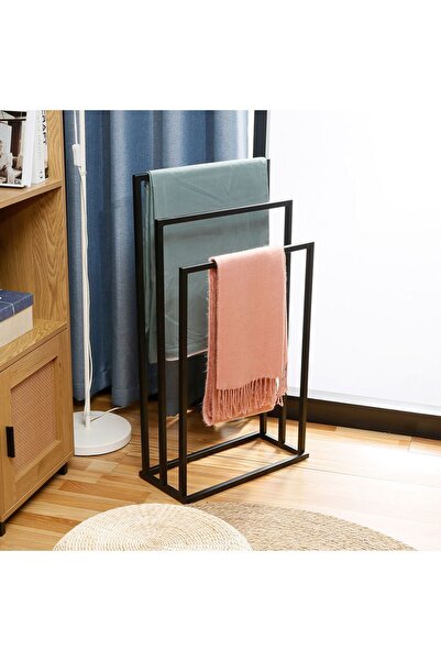 Danube Home Myro Towel Hanger - Black - With 2 Year , Metal, L 85 x W 35 x H ...