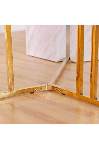 Danube Home Flamingo 6 Seater Dining Table - Grey Marble & Brown Wood/Metal - Stylish & Durable 200x100cm