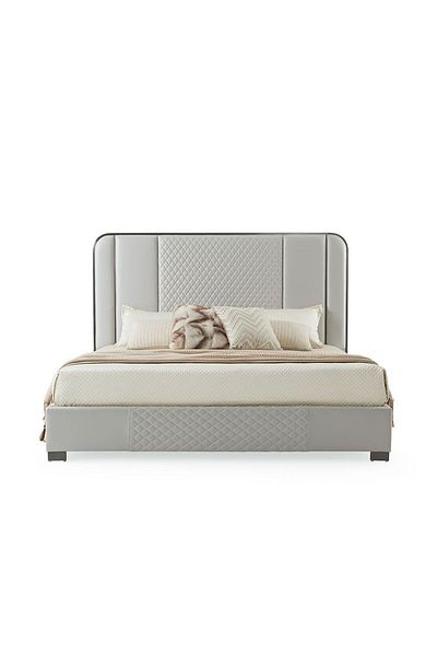 Danube Home Cornell 180x200 King Bed - Light Grey/Brushed Gunmetal L214xW200xH138cm