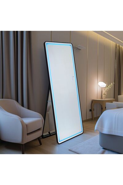 Danube Home مرآة أرضية AIric مع أضواء LED RGB ومكبر صوت بلوتوث - أسود - 70 × ...