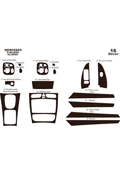 Marscockpitdesign مرسيدس C سيريز وحدة التحكم-توبيردو 2000-2006 16 قطعة