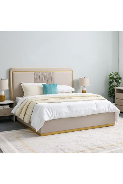 Danube Home Margaret 180x200 King Bed - Beige/Gold L213xW198xH140cm
