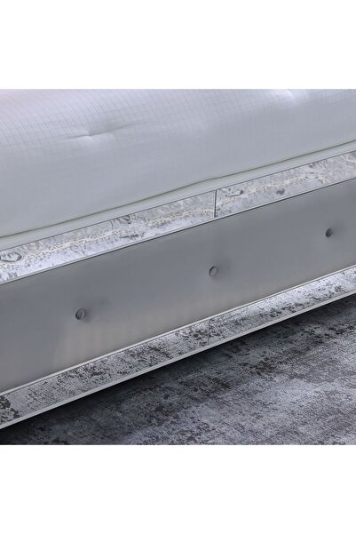 Danube Home Ezekiel 200X200 Super King Bed - White / Silver L212xW209.5xH120cm