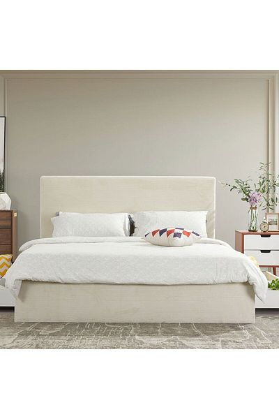 Danube Home Wesley 150x200 Queen Bed with 4 Drawers - Light Beige L218xW163xH121cm