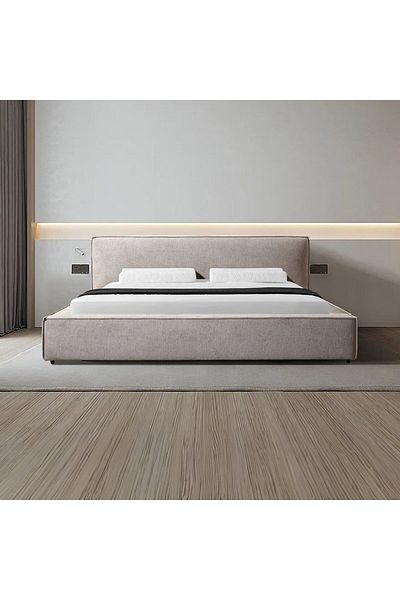Danube Home Delano 150x200 Queen Bed - Light Brown L234xW198xH87cm