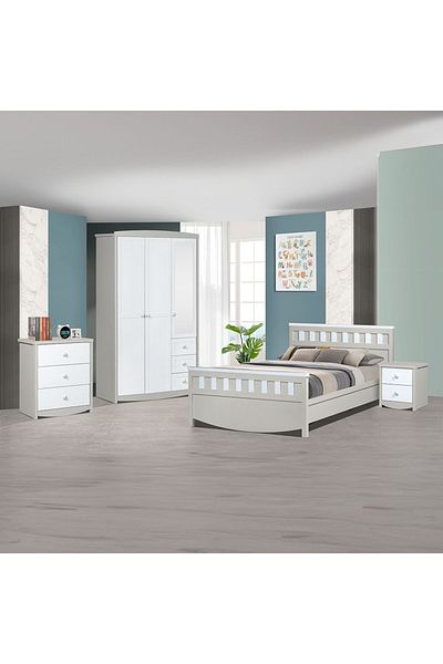 Danube Home Hazel 120x200 Bed - Light Beige/White L208.5xW138xH92cm