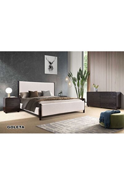 Danube Home Goleta 180x200 King Bed - Ivory/Dark Brown L188xW212xH130cm