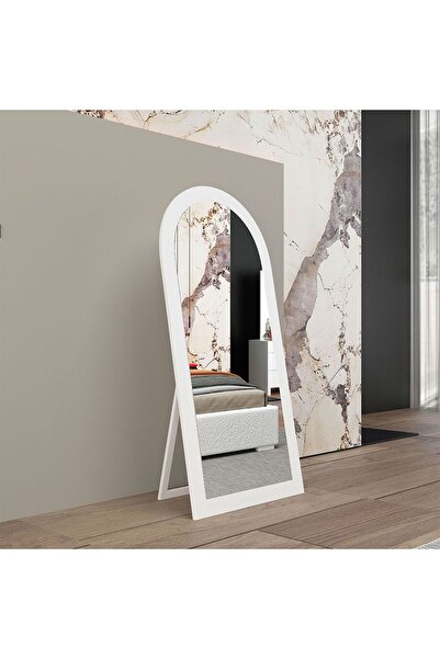 Danube Home Calm Tall Standing Mirror - White, Engineered Wood, 80x2.5x165cm, Stylish Bedroom Storage & Decor